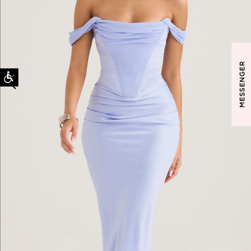 Natalya sky satin corset midi dress